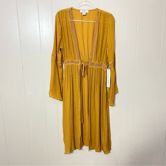L.I.F.E. Love Is For Eternity Yellow Front Tied Cardigan Size XL NWT - Picture 1 of 12
